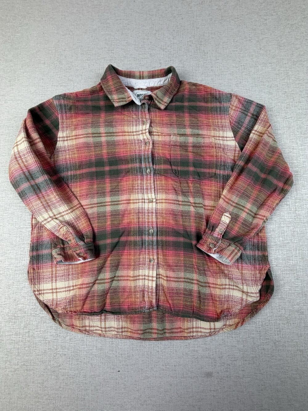 American Eagle Men’s XL Plaid Heavyweight Flannel Shirt Red Green Cotton